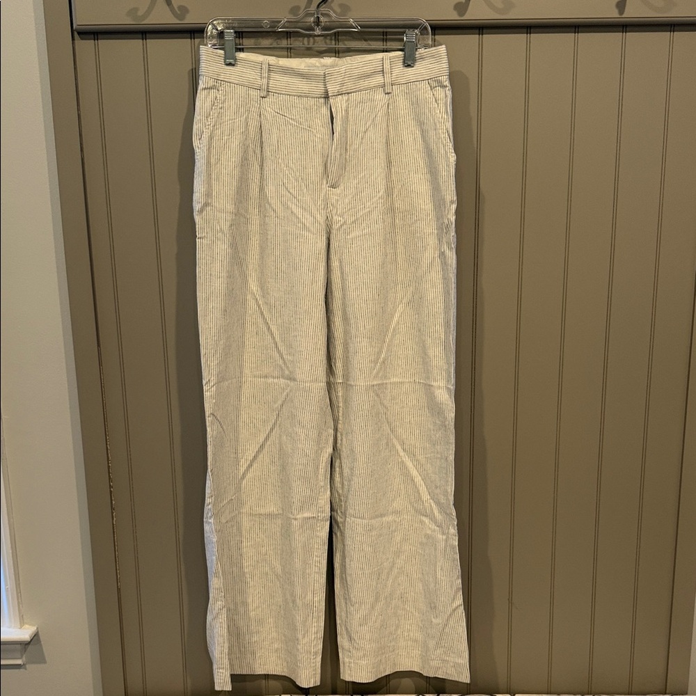 Mango Women’s White and Navy striped lightweight pants